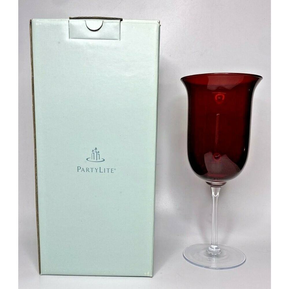 PartyLite‎ Ruby Red Stemmed Votive Holder Retired NIB P12B/P9461